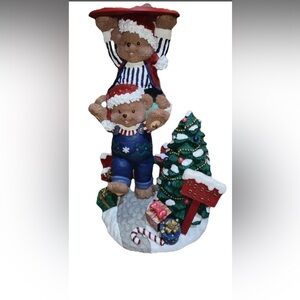 1998 VINTAGE CHRISTMAS COOKIES PLATE HOLDER  12” Tall Teddy Bears! Cottagecore